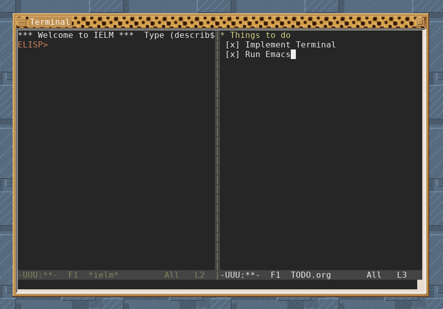 Emacs running in a Skiff terminal